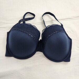 Love Affair Bra 38DD Navy Women's Underwire Lace Trim